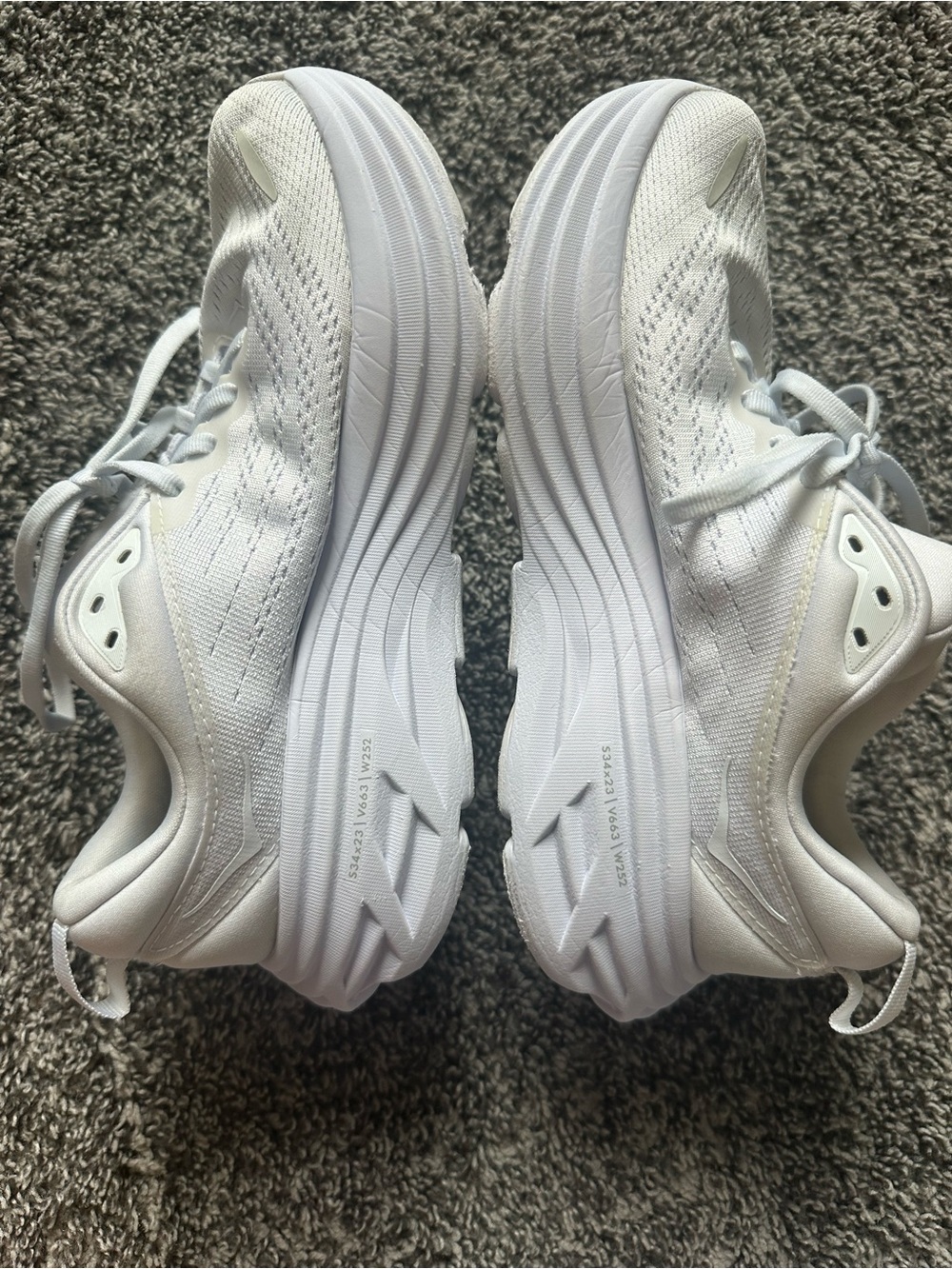 White Womens HOKA Bondi 8 White Running Walking Gym Sneakers Size 7 - Picture 3 of 15